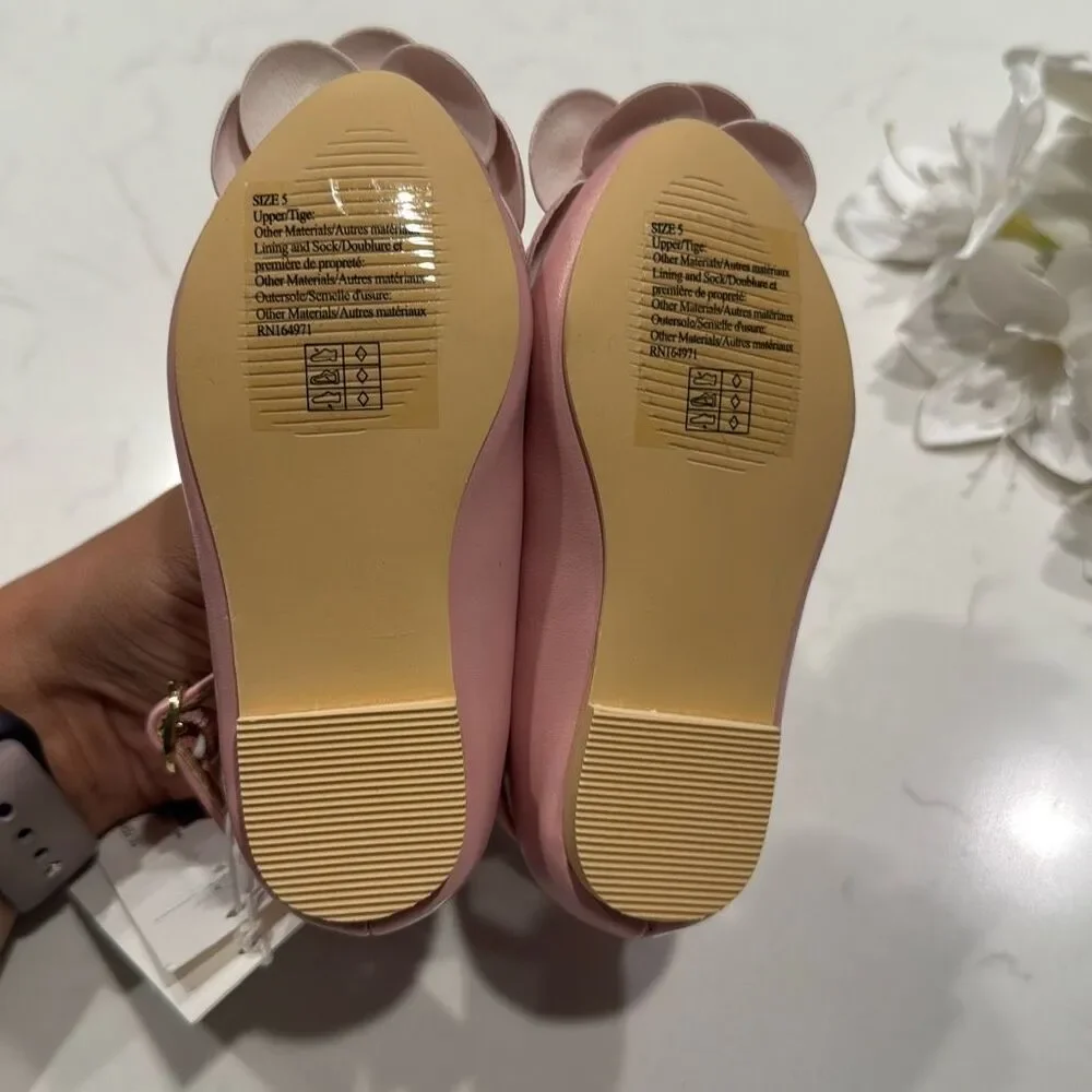 Janie and Jack Rosette Ballet Flat in Pale Pink Size 5